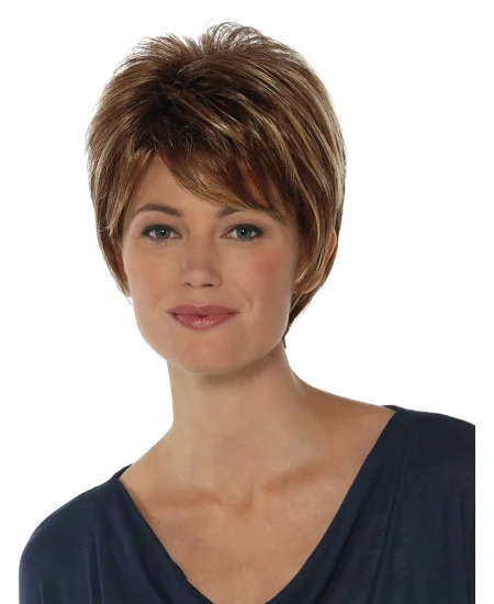 Excellent Straight Brown Boycuts Comfortable Wigs