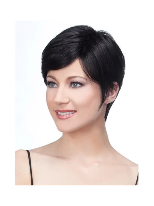 Black Lace Front Remy Human Hair Stylish Short Wigs