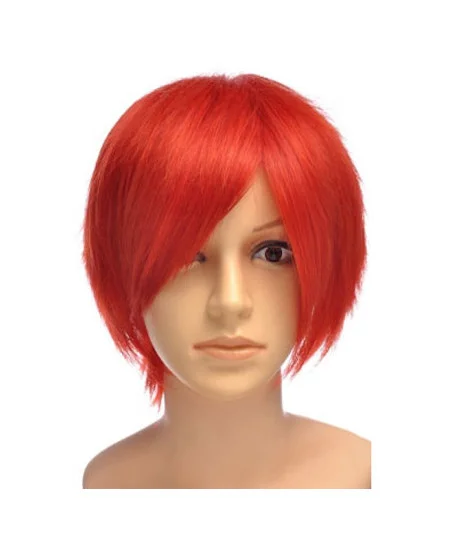8  inches Short Straight Lace Front Red Synthetic Wigs