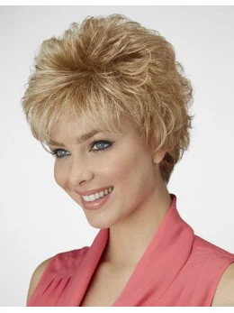 Affordable Blonde Curly Cropped Synthetic Wigs