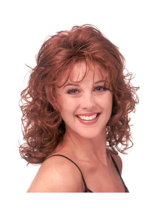 Good Red Curly Shoulder Length Classic Wigs