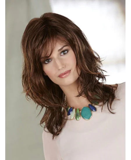 Affordable Auburn Wavy Shoulder Length Synthetic Wigs
