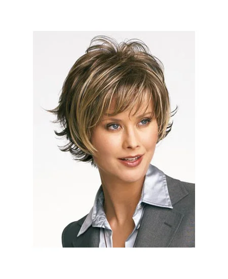 Brown High Quality Layered Wavy Short Wigs