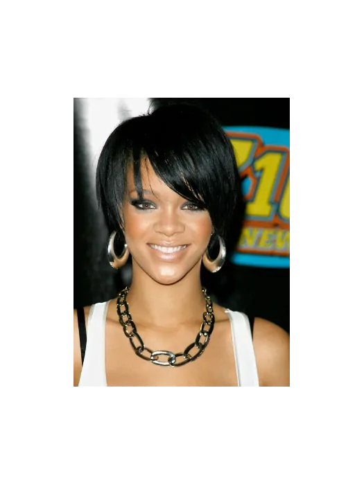 Rihanna Briskly Cute Short Asymmetrical Glueless Lace Front Human Hair Wig