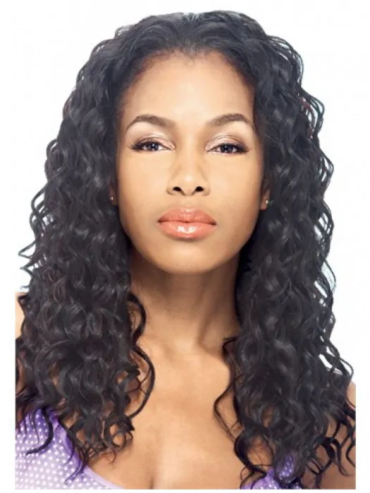 Easy Black Curly Long Human Hair Wigs and Half Wigs
