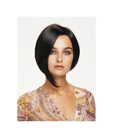 Convenient Black Lace Front Chin Length Human Hair Wigs