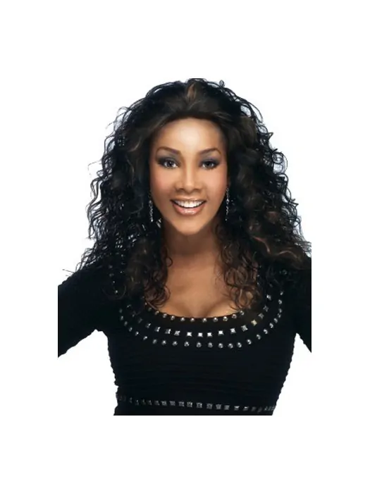 Top Black Curly Long Glueless Lace Front Wigs