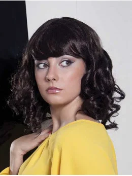 Great Curly Black With Bangs High Quality Wigs