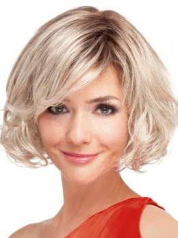High Quality Blonde Wavy Chin Length Wigs For Cancer