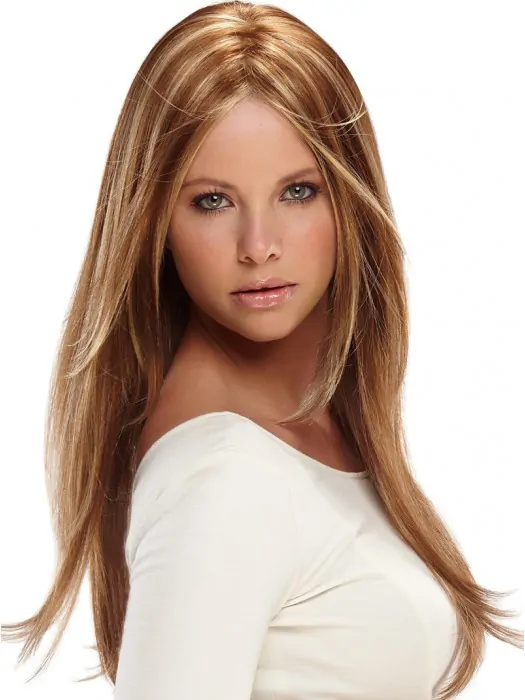 20 inch Straight Monofilament Brown Synthetic Long Wigs