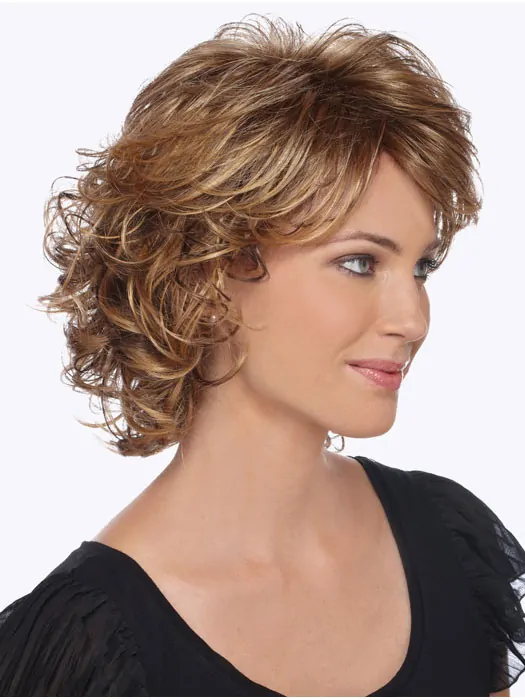 Popular Blonde Curly Chin Length Synthetic Wigs