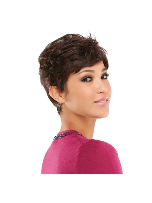 Ideal Brown Straight Cropped Wigs For Cancer