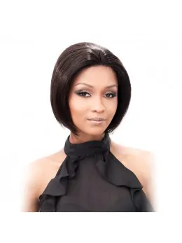 Durable Black Lace Front Chin Length Human Hair Wigs