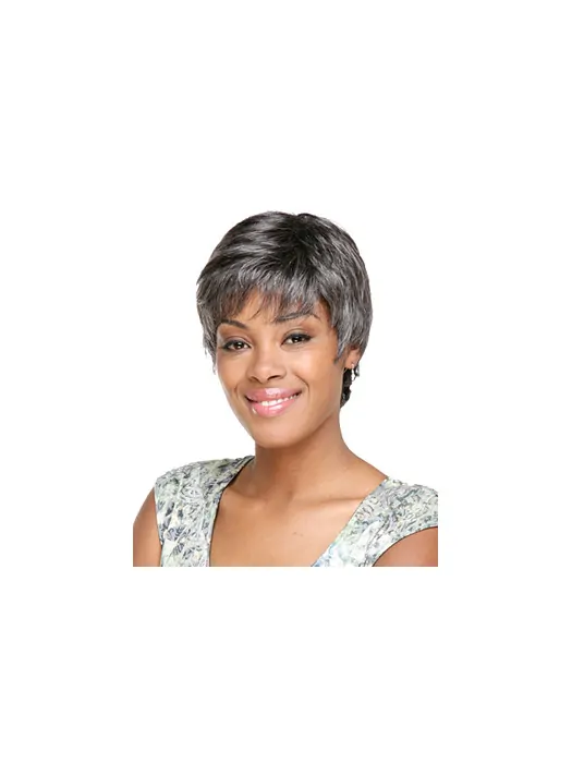 Wholesome Wavy Short Synthetic Grey Wigs