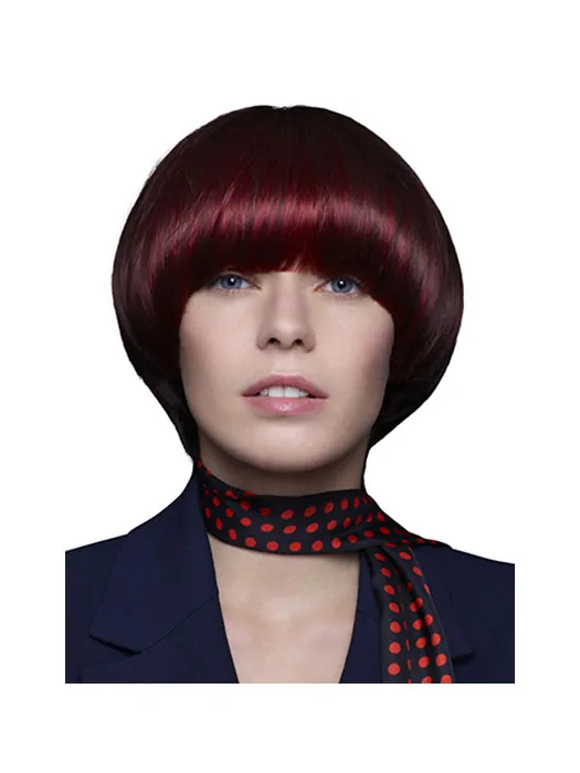 Remy Human Hair 10 inch Straight Chin Length Red Wigs Bobs
