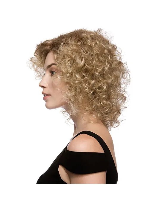 Faddish Brown Curly Chin Length Glueless Lace Front Wigs
