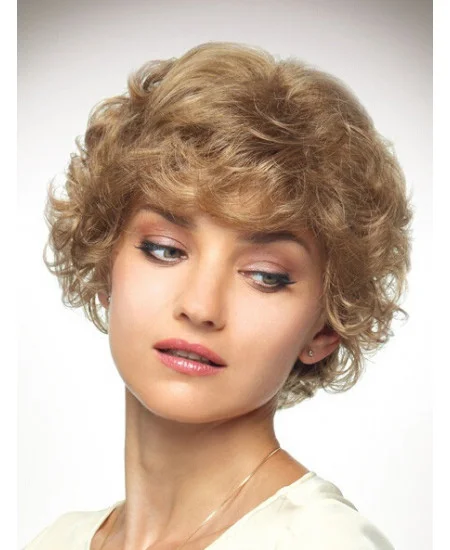 Blonde Curly Synthetic Radiant Medium Wigs