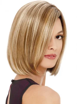 Fashion Blonde Straight Chin Length Lace Front Wigs