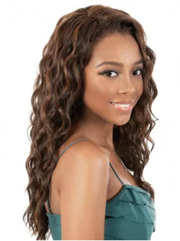 Polite Brown Wavy Long African American Wigs