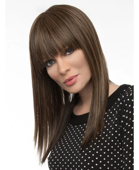 Perfect Long Straight Brown Elegant With Bangs Wigs