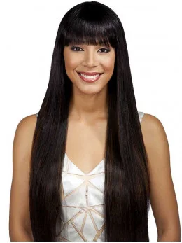 Tempting Black Straight Long Full Lace Wigs