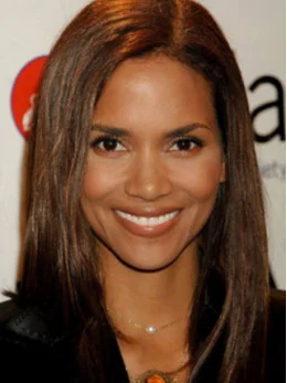 Halle Berry Simple Long Layered Straight Lace Human Hair Wig 14  inches
