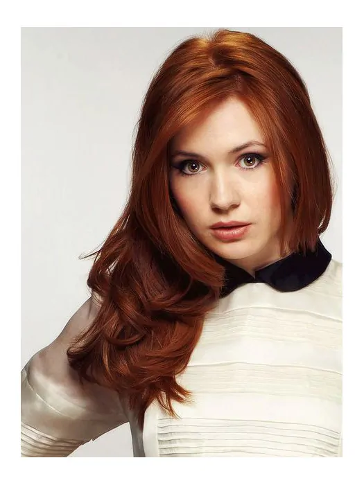 High Quality Long Wavy Hand Tied Copper Wigs 20  inch