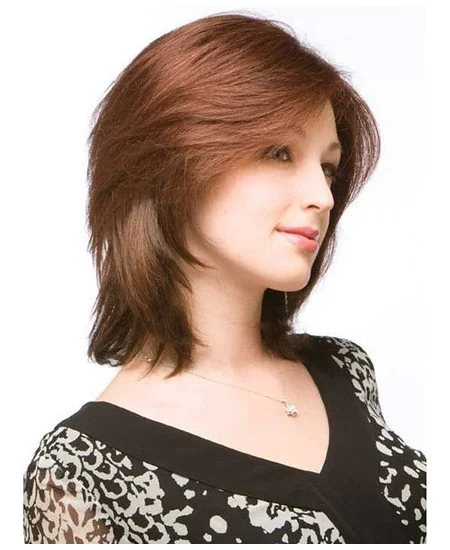 Durable Auburn Lace Front Shoulder Length Remy Human Lace Wigs