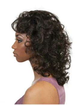 Top Black Curly Shoulder Length Classic Wigs