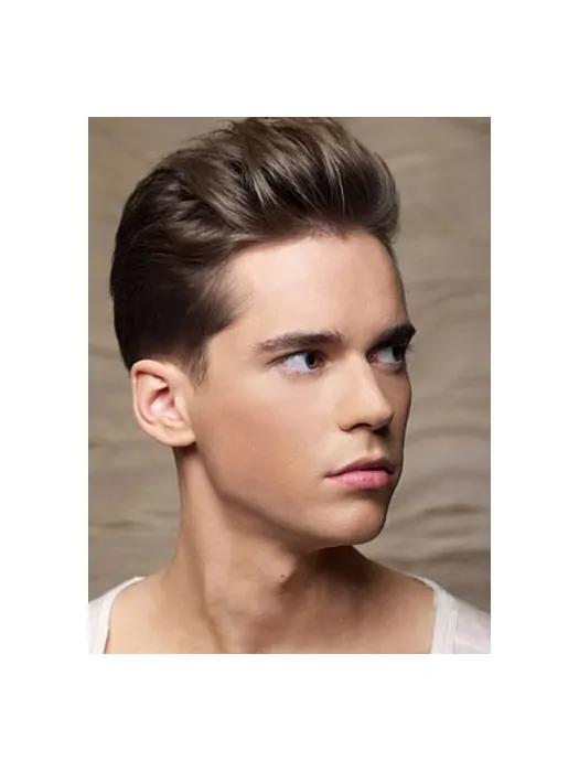 Exquisite Brown Straight Cropped Men Wigs