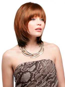 Cheap Auburn Straight Chin Length Synthetic Wigs