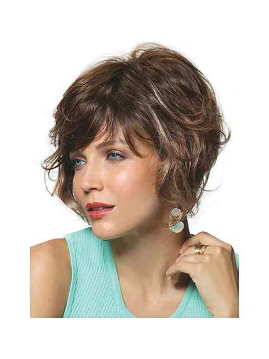 Brown Curly 10 inch Synthetic Bobs The Monofilament Wigs