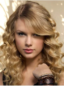 Fantastic Long Curly Blonde With Bangs Taylor Swift Inspired Wigs