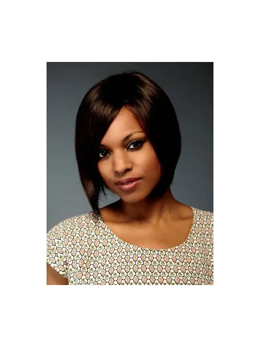 Unique Brown Straight Chin Length African American Wigs