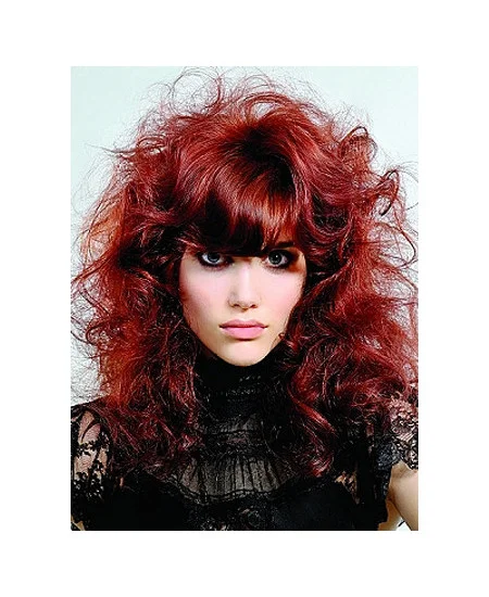 16  inches With Neat Bangs Red Capless Human Hair Wigs