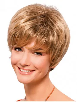Synthetic 8 inch Straight Short Blonde Cheap Classic Wigs