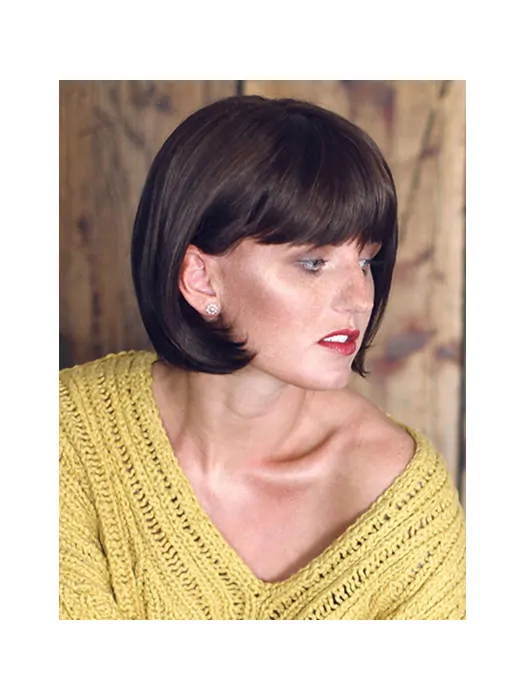 Black Straight 10 inch Synthetic Bobs Monofilament Wigs