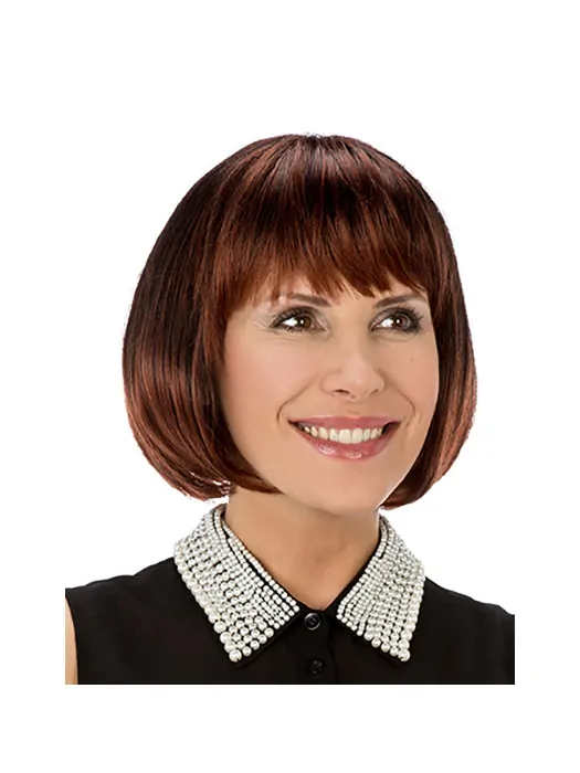 Copper Straight 10 inch Synthetic Bobs Monofilament Wigs For Women