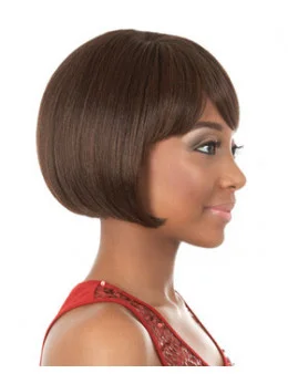 Affordable Brown Straight Chin Length African American Wigs