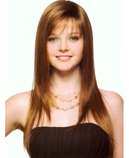 Elegant Brown Straight Long Synthetic Wigs