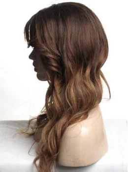 Ombre Hair Color Monofilament Top Long Wavy Human Hair Wigs