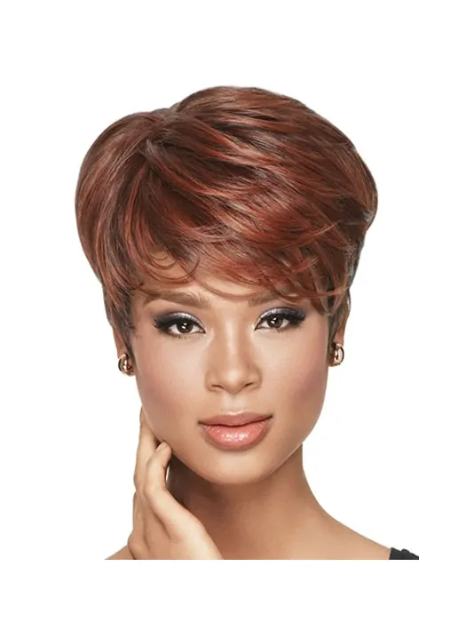 Mature Red Wavy Cropped African American Wigs