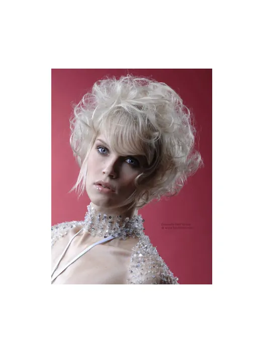 Young Fashion Platinum Blonde Curly Celebrity Short Wigs