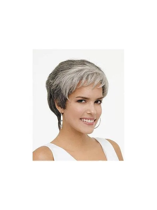 High Quality Wavy Short Synthetic Grey Wigs