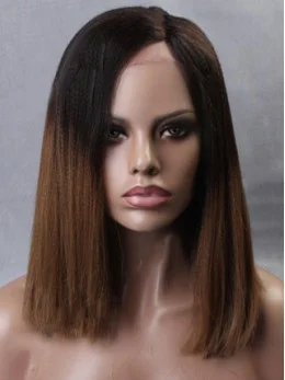 Inspired Ombre Medium Length Full Lace Human Hair Wig