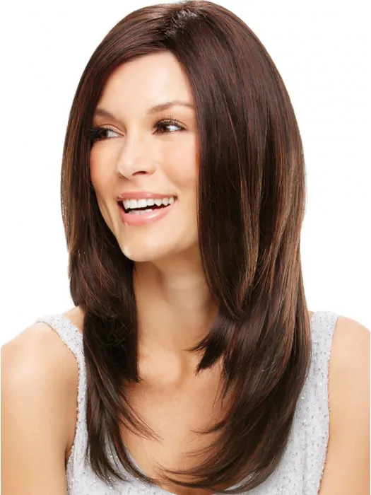 20 inch Straight Lace Front Brown Synthetic Long wigs