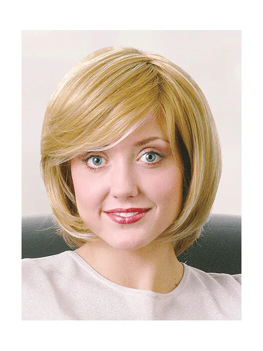 Great Blonde Straight Chin Length Monofilament Wigs