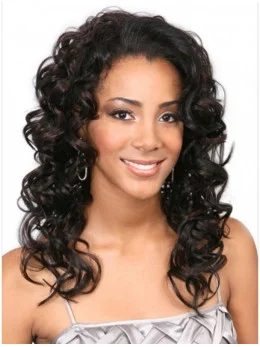 Shining Brown Curly Long Human Hair Wigs and Half Wigs