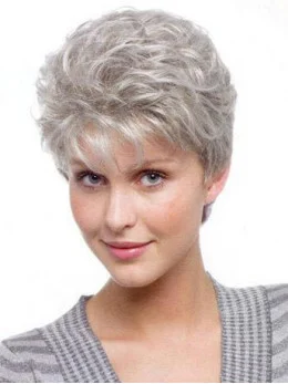 Gorgeous Wavy Short Synthetic Grey Wigs