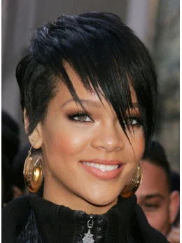 Traditiona Black Lace Front Cropped Rihanna Wigs